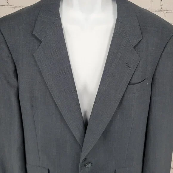 Hart Schaffner & Marx Blue Check Full Suit USA Made Jacket Size 42R Pants 34x31